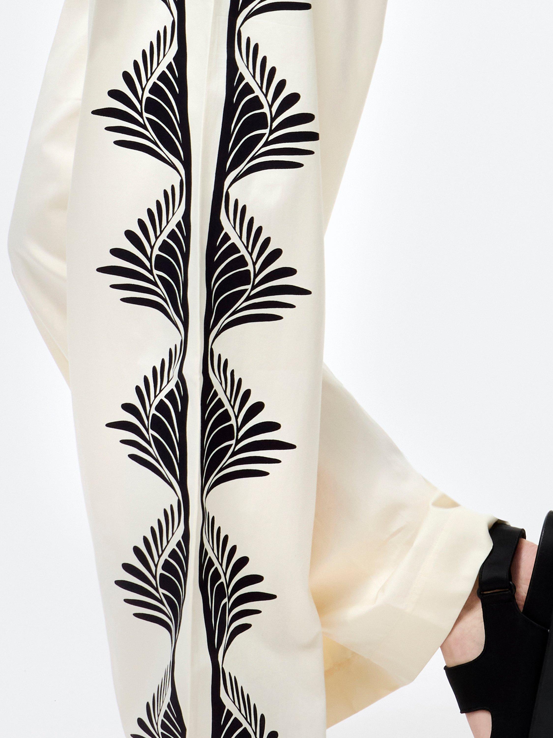 Product image 3 of 5, which shows French Connection Nola Alexis Printed Trousers, Cream/Black, M