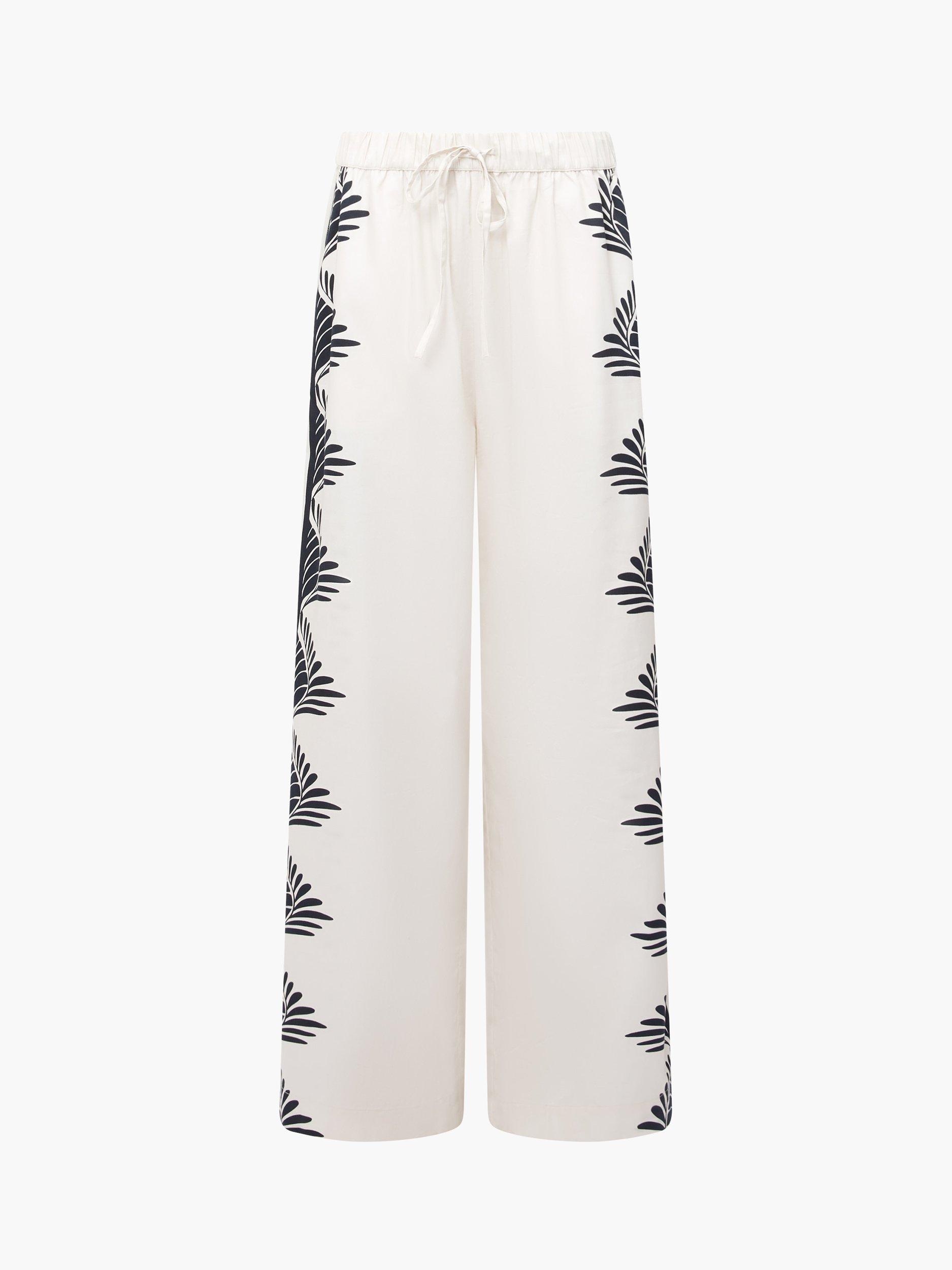 Product image 5 of 5, which shows French Connection Nola Alexis Printed Trousers, Cream/Black, M