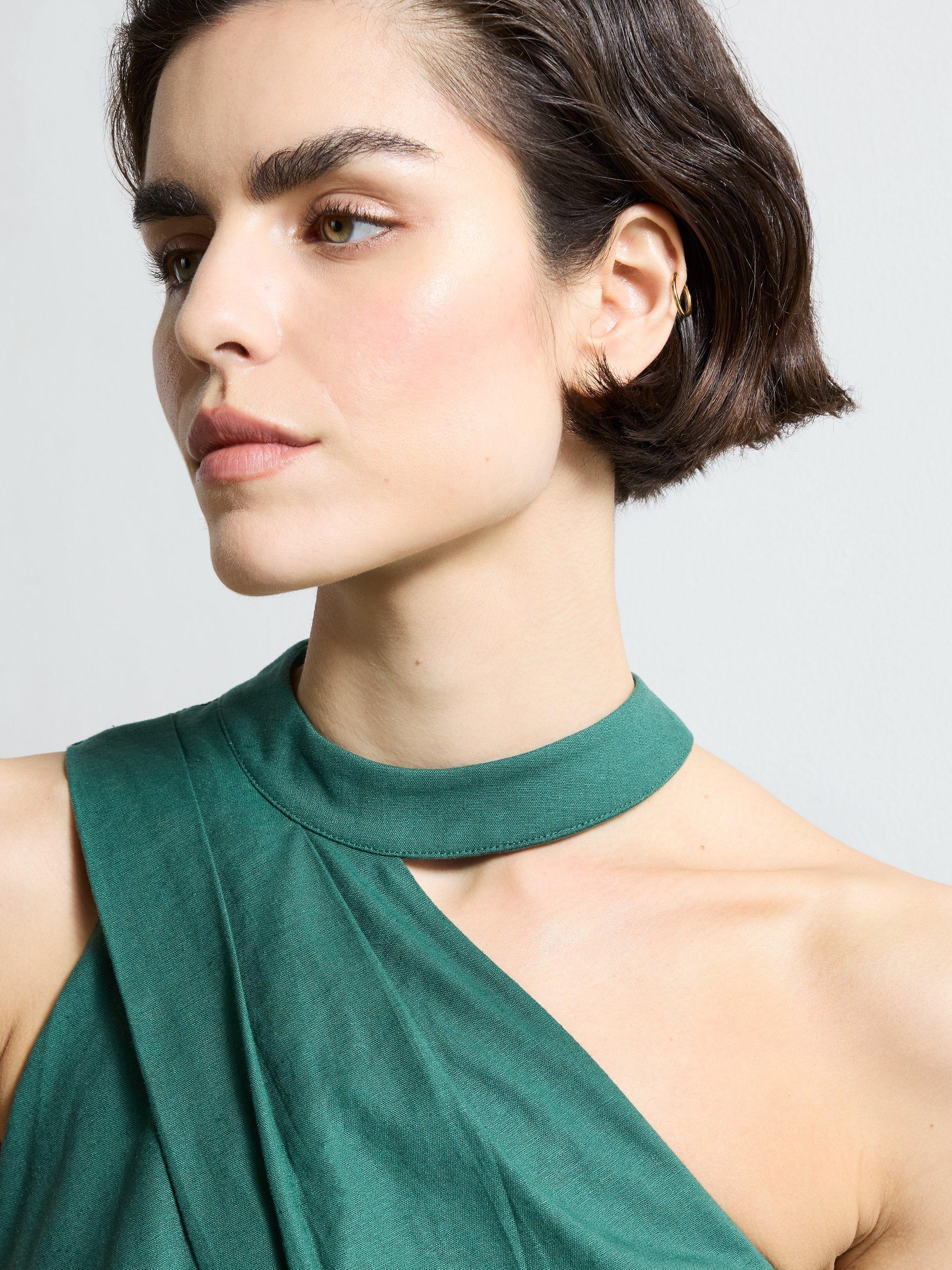 Product image 2 of 5, which shows French Connection Aspen Linen Blend Halterneck Midi Dress, Jade Green, 6