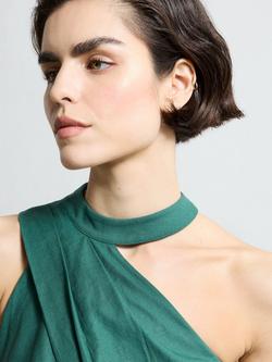 French Connection Aspen Linen Blend Halterneck Midi Dress, Jade Green - view 2, Jade Green