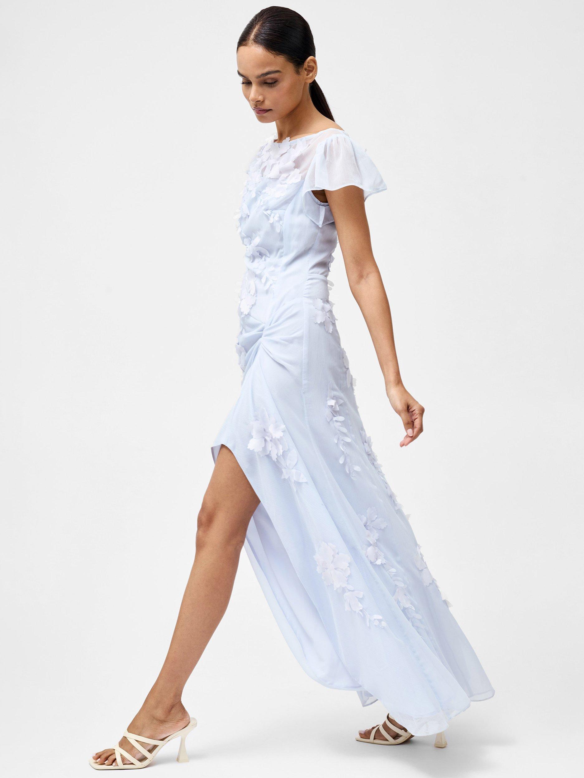 Product image 2 of 5, which shows French Connection Ariana Floral Applique Maxi Dress, Light Blue, 6