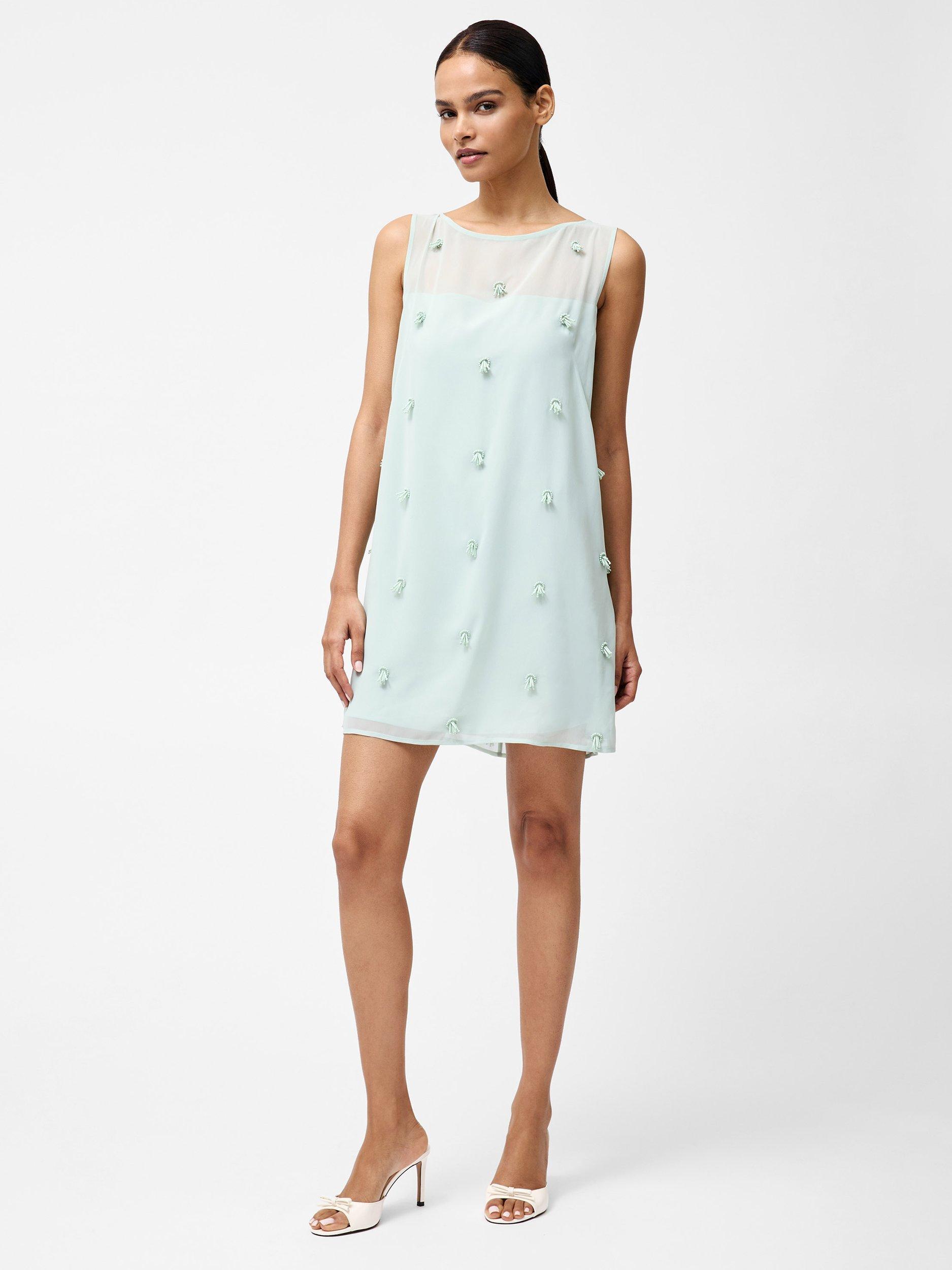 Product image 1 of 5, which shows French Connection Cameron Embellished Mini Dress, Sea Mist Green, 6