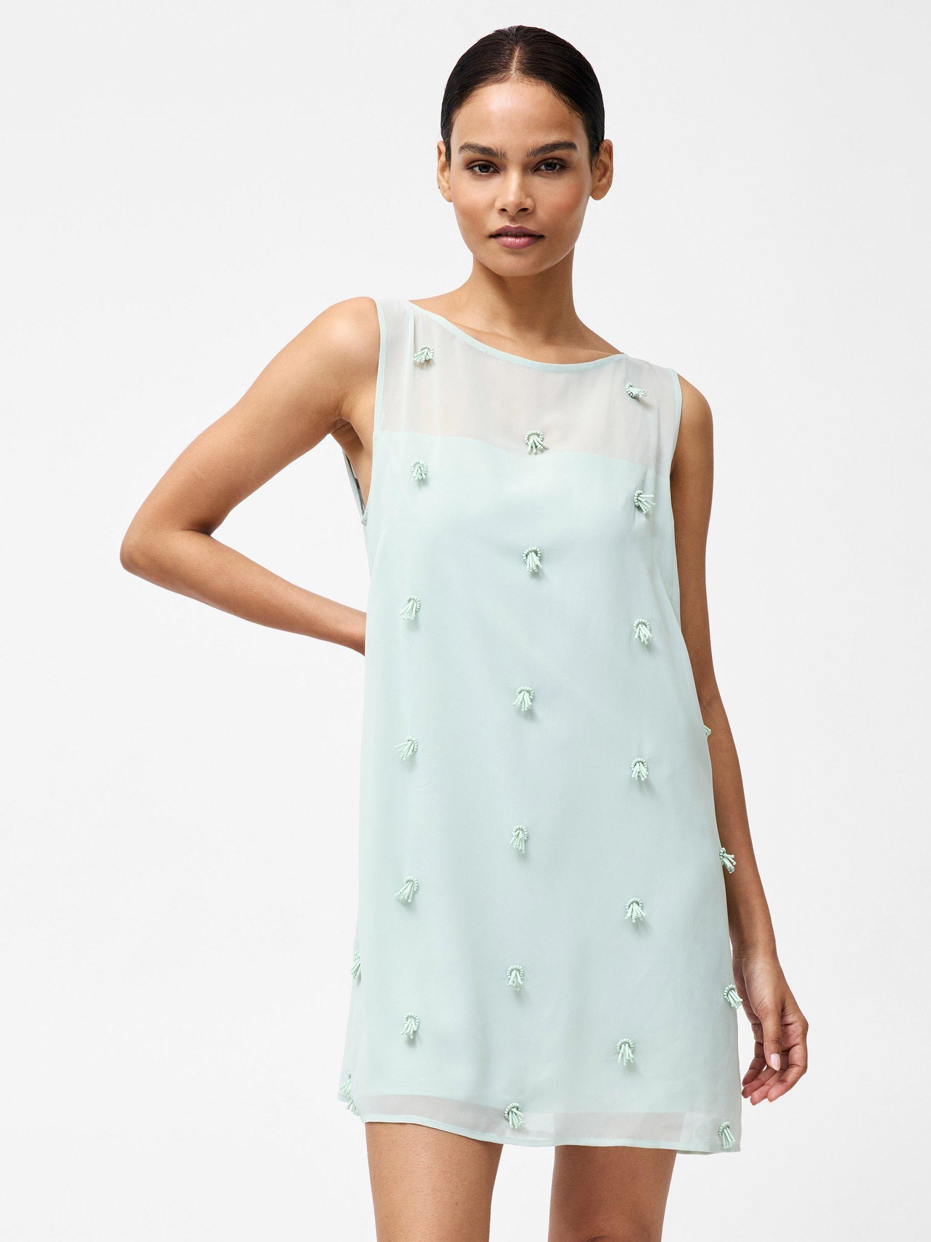 Product image 2 of 5, which shows French Connection Cameron Embellished Mini Dress, Sea Mist Green, 6