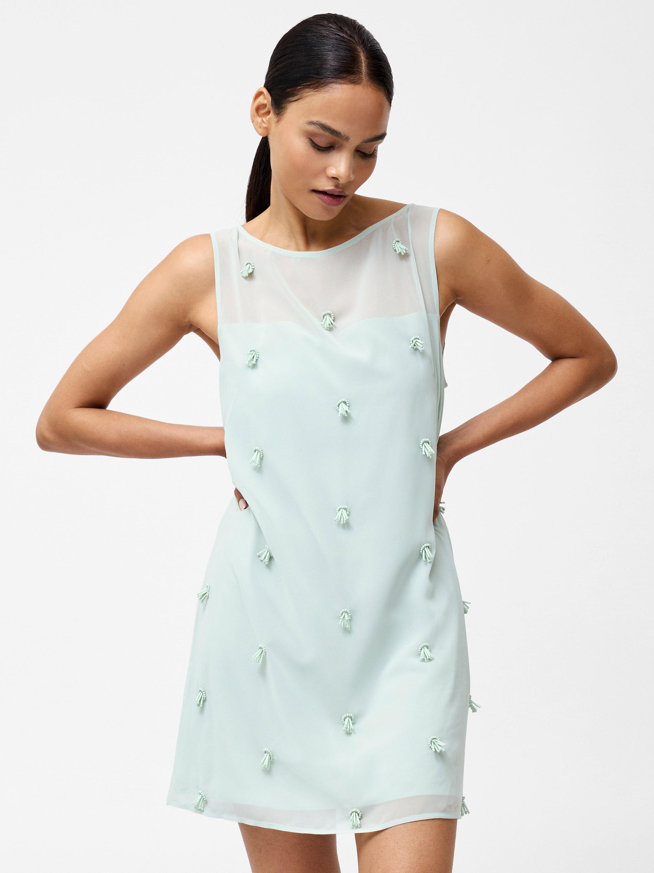 Product image 3 of 5, which shows French Connection Cameron Embellished Mini Dress, Sea Mist Green, 6