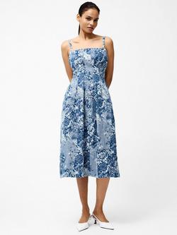 French Connection Charlotte Floral Jacquard Denim Dress, Light Wash, Light Wash