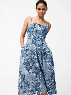 French Connection Charlotte Floral Jacquard Denim Dress, Light Wash - view 2, Light Wash