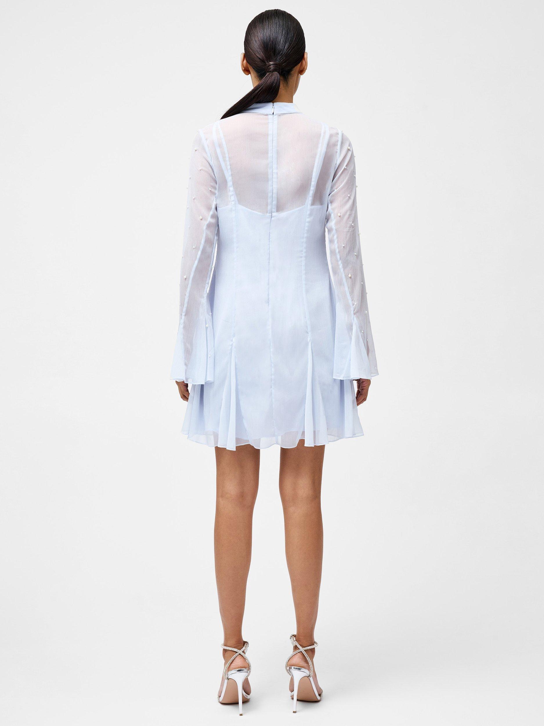 Product image 4 of 5, which shows French Connection Elizabeth Pearl Embellished Mini Dress, Powder Blue, 8