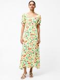 French Connection Eve Crepe Floral Midi Dress, Apple Green Multi