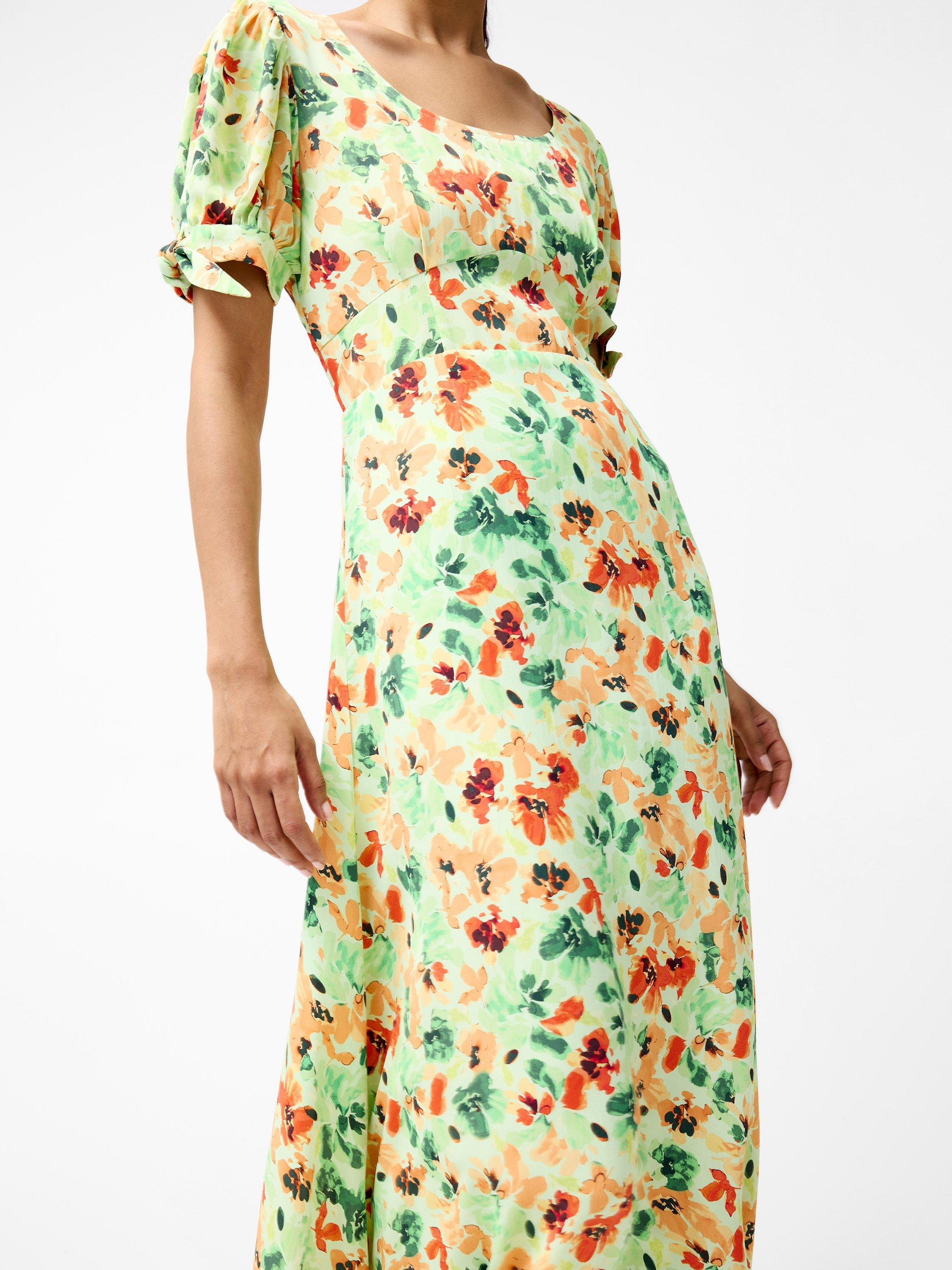 Product image 2 of 4, which shows French Connection Eve Crepe Floral Midi Dress, Apple Green Multi, 6