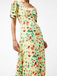French Connection Eve Crepe Floral Midi Dress, Apple Green Multi