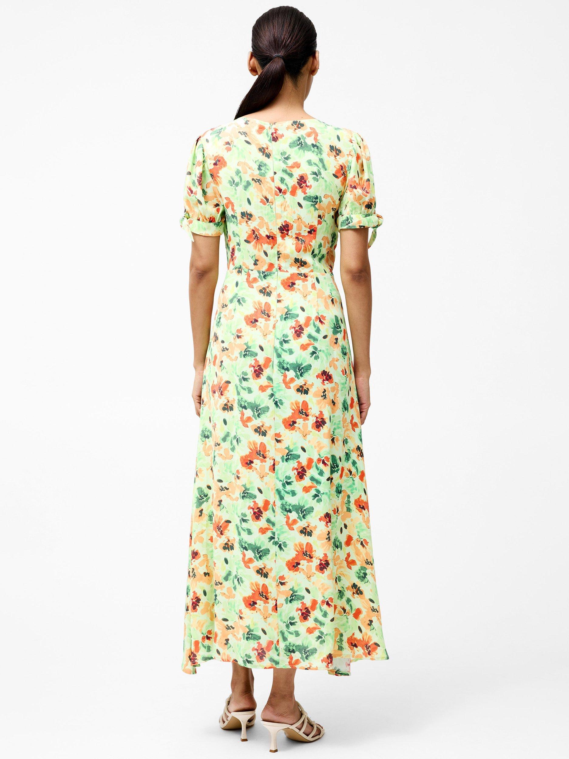 Product image 3 of 4, which shows French Connection Eve Crepe Floral Midi Dress, Apple Green Multi, 6