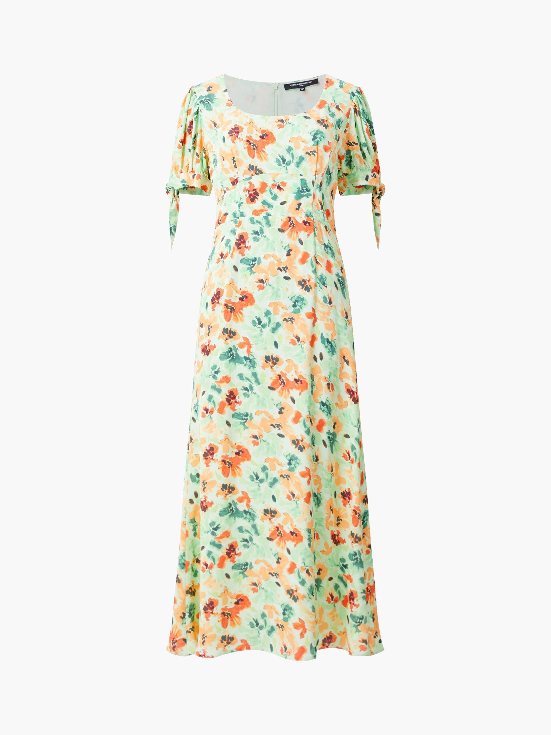 Product image 4 of 4, which shows French Connection Eve Crepe Floral Midi Dress, Apple Green Multi, 6