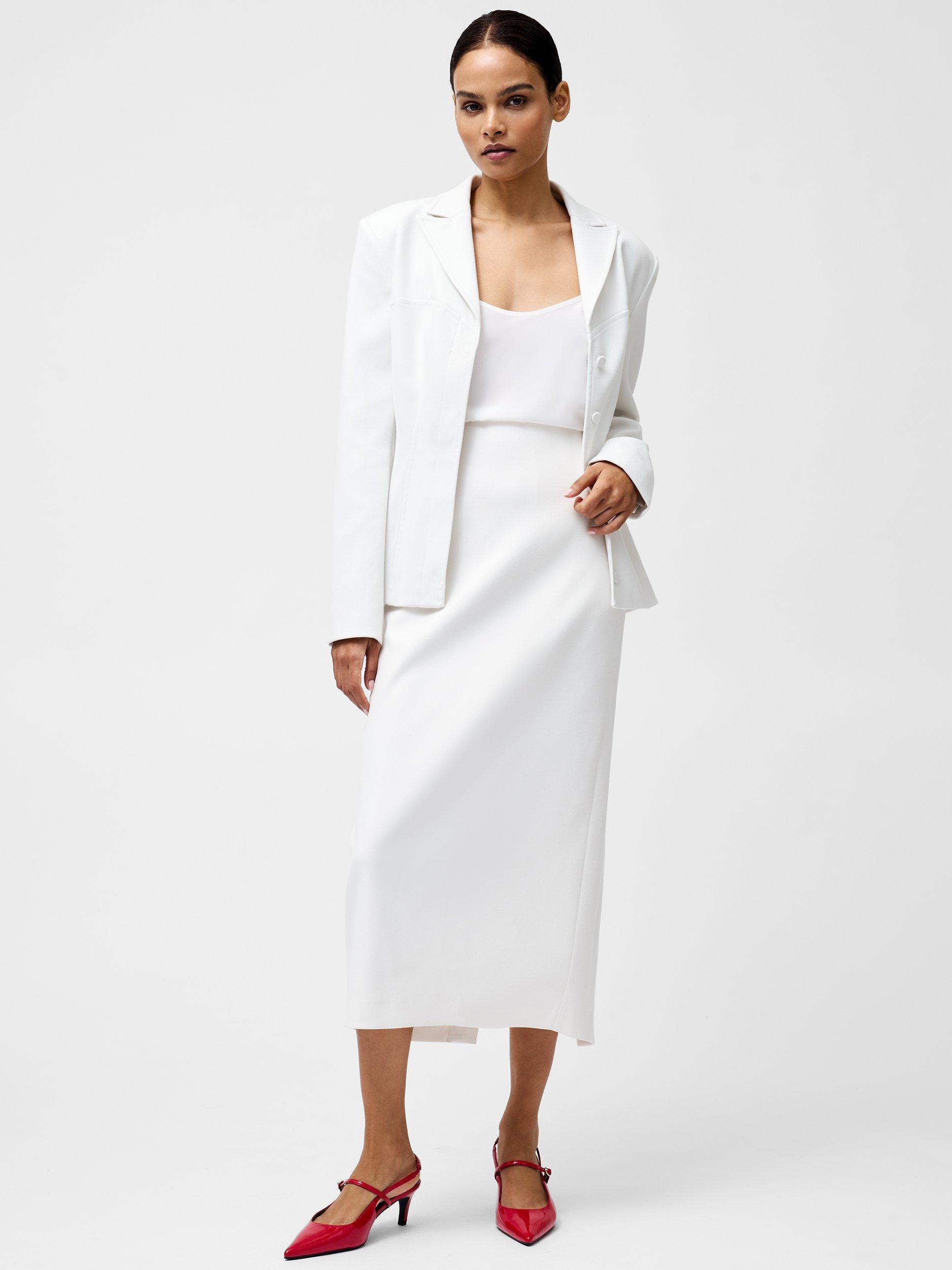 Product image 1 of 5, which shows French Connection Cannes Twill Maxi Skirt, Summer White, 6
