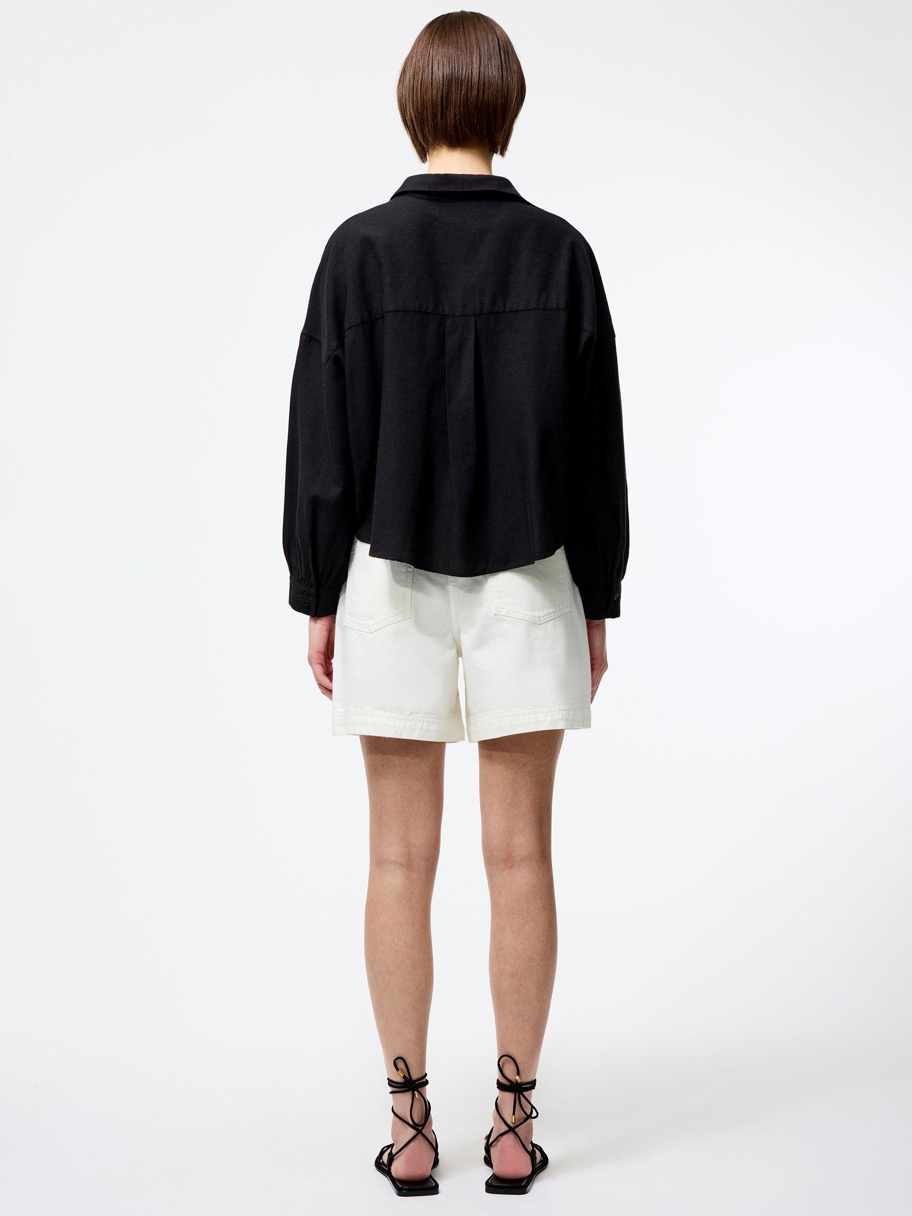 Product image 4 of 5, which shows French Connection Ariette Tuck Long Sleeve Shirt, Black, 6