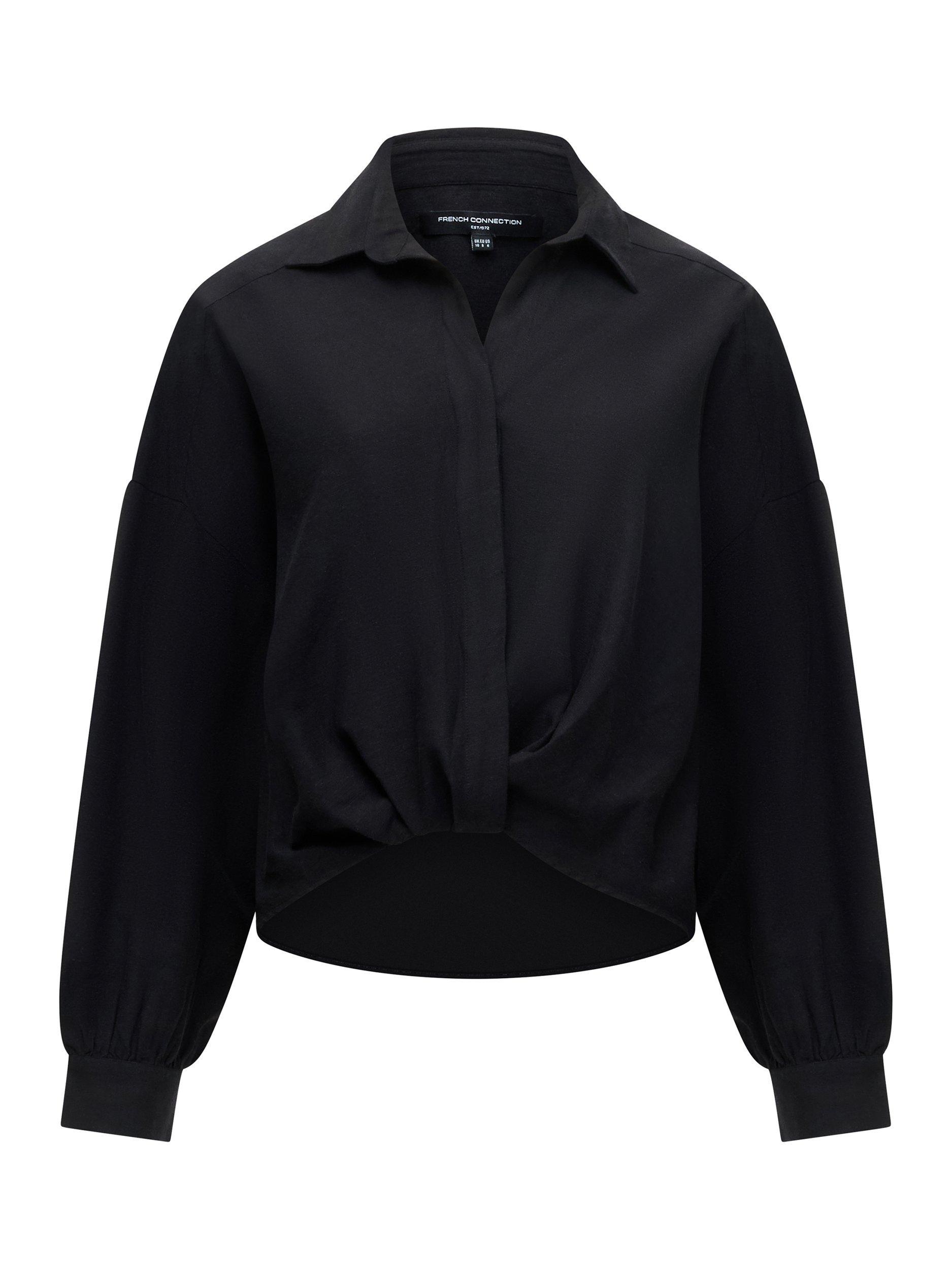 Product image 5 of 5, which shows French Connection Ariette Tuck Long Sleeve Shirt, Black, 6