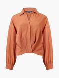 French Connection Ariette Tuck Long Sleeve Shirt, Coffee Brown