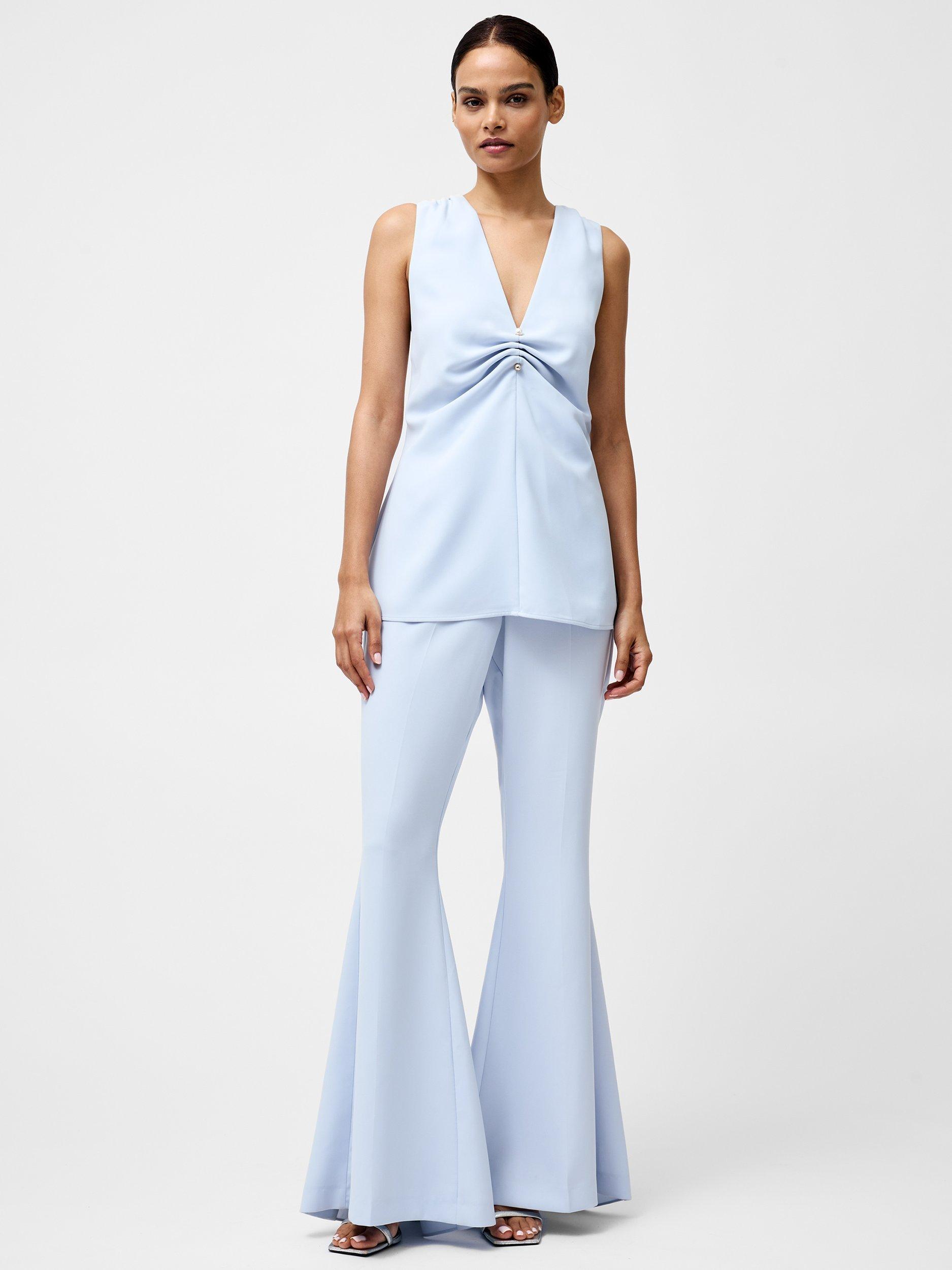 Product image 2 of 5, which shows French Connection Arlette Sleeveless V-Neck Top, Powder Blue, 8