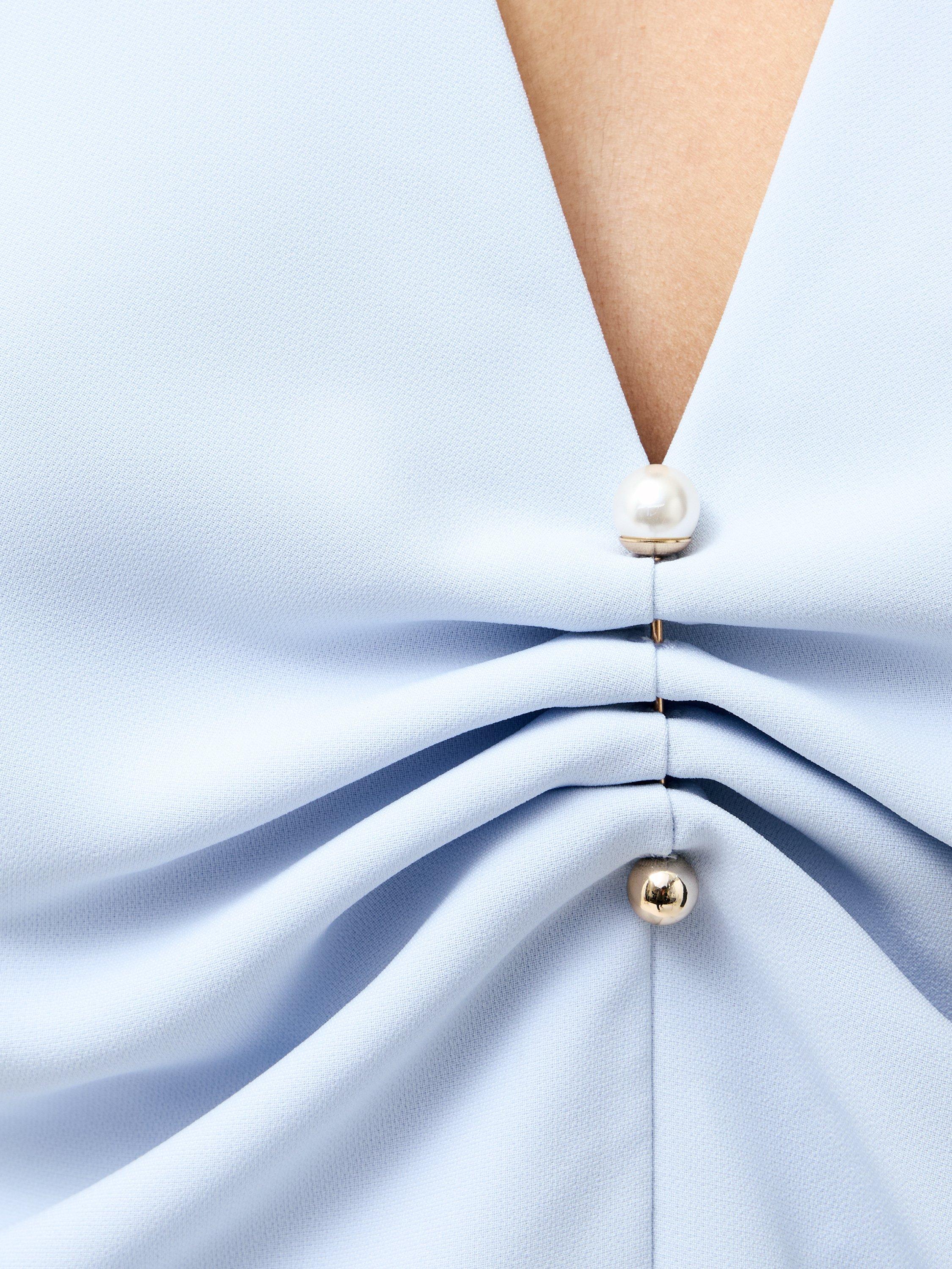 Product image 3 of 5, which shows French Connection Arlette Sleeveless V-Neck Top, Powder Blue, 8