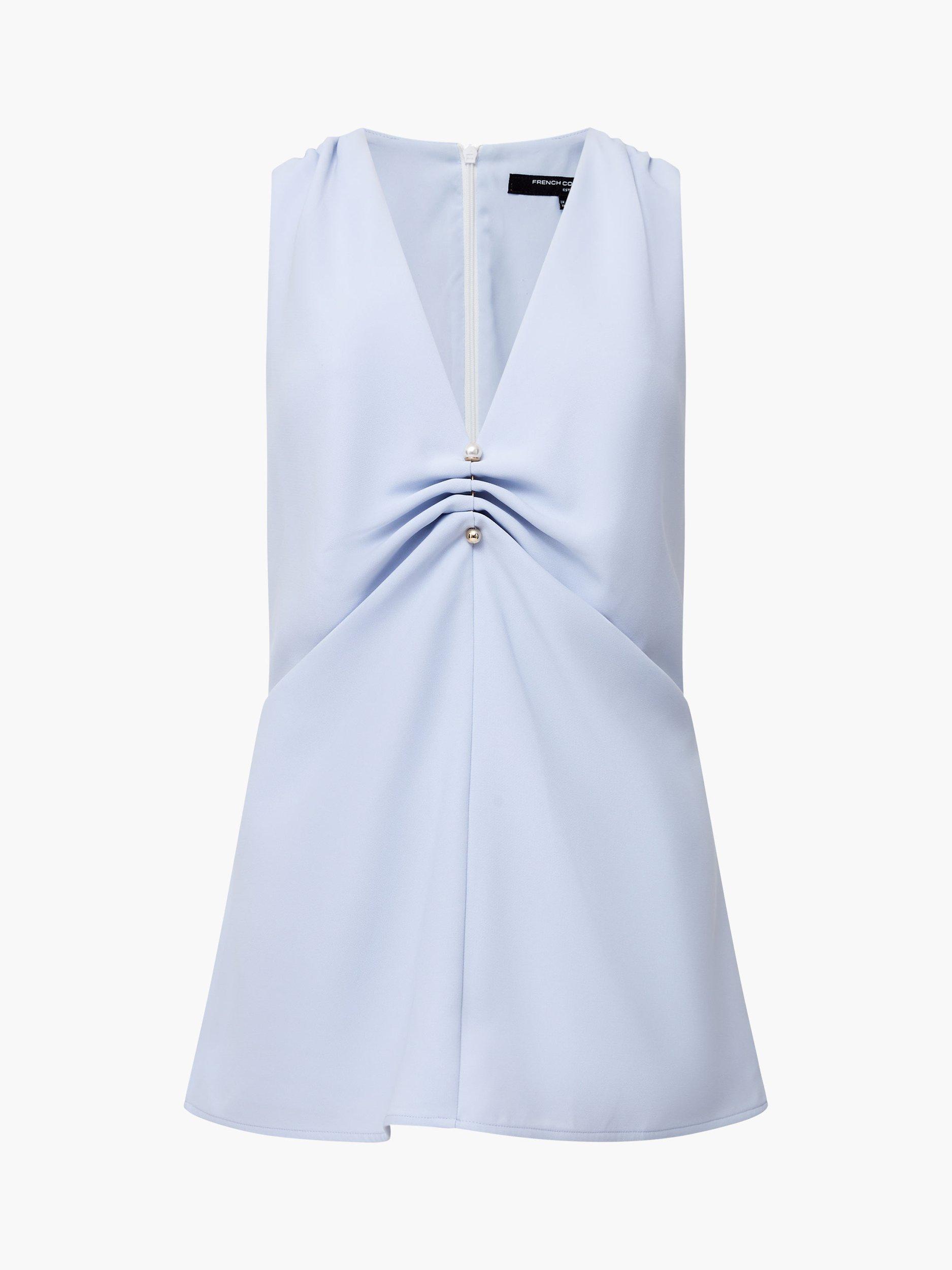 Product image 5 of 5, which shows French Connection Arlette Sleeveless V-Neck Top, Powder Blue, 8