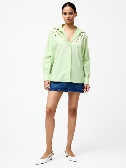 French Connection Cambria Broderie Shirt, Apple Green - view 2, Apple Green