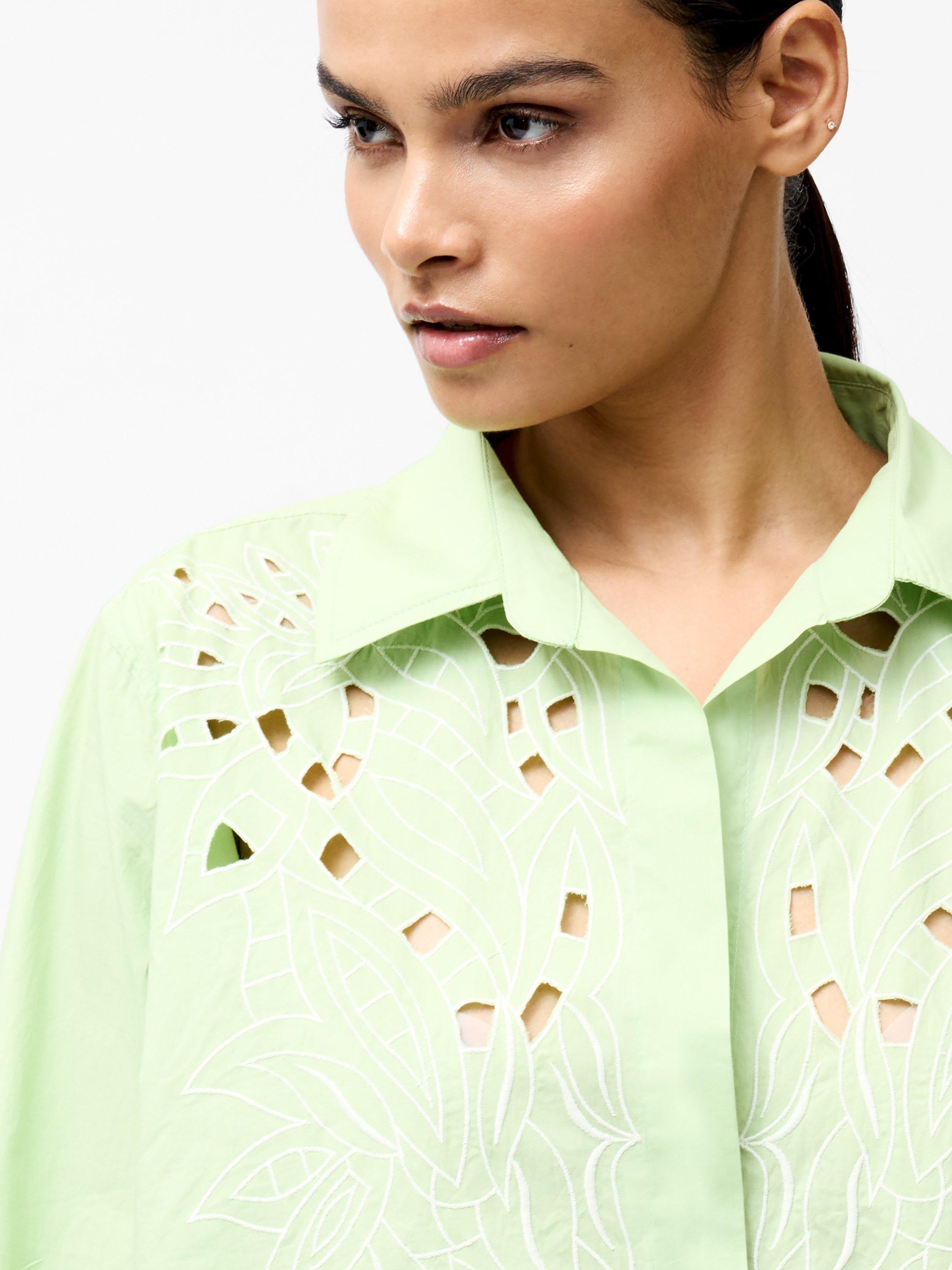 Product image 3 of 5, which shows French Connection Cambria Broderie Shirt, Apple Green, 6