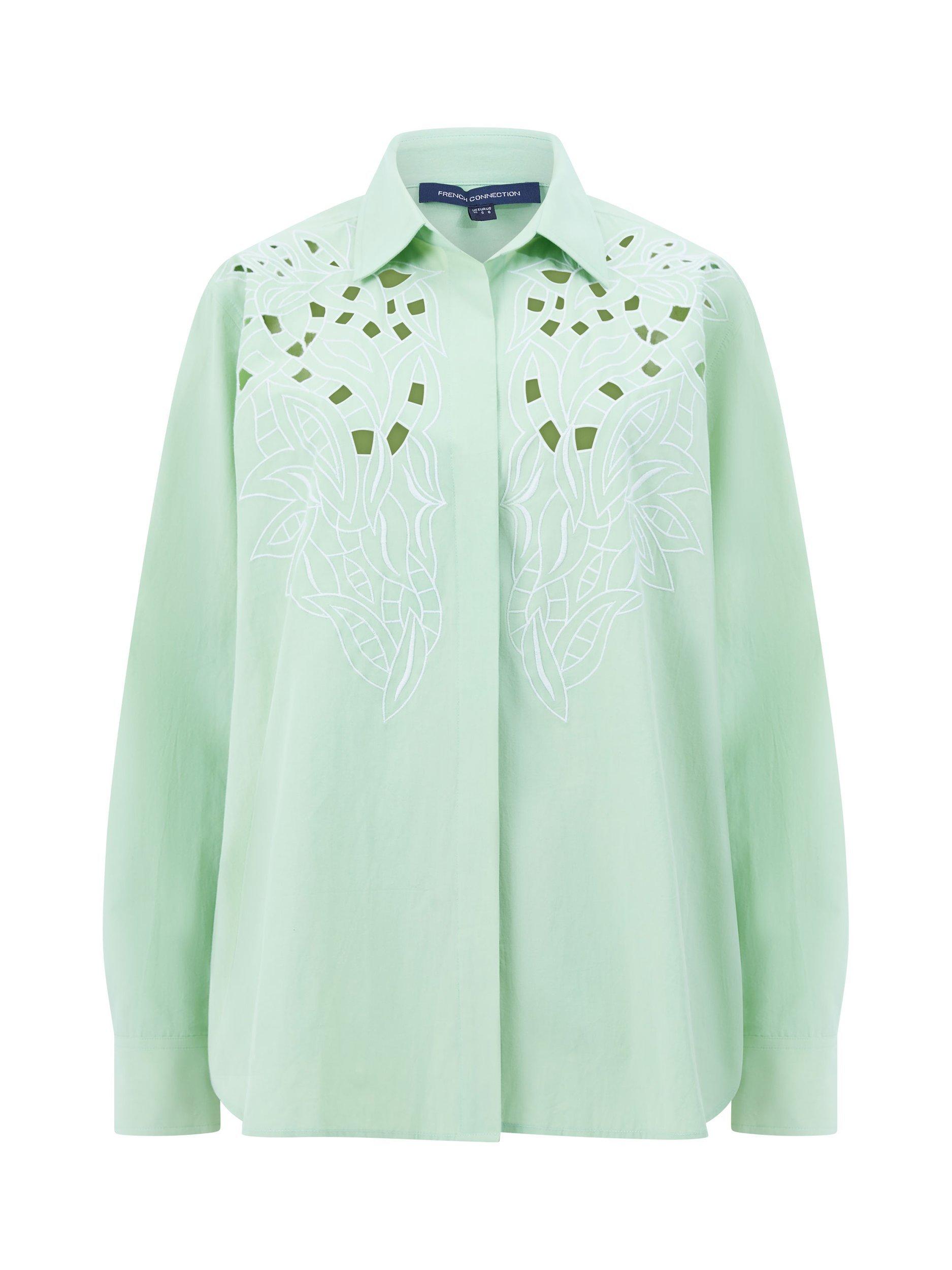 Product image 5 of 5, which shows French Connection Cambria Broderie Shirt, Apple Green, 6