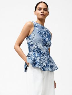 French Connection Charlotte Floral Jacquard Top, Light Wash, Light Wash