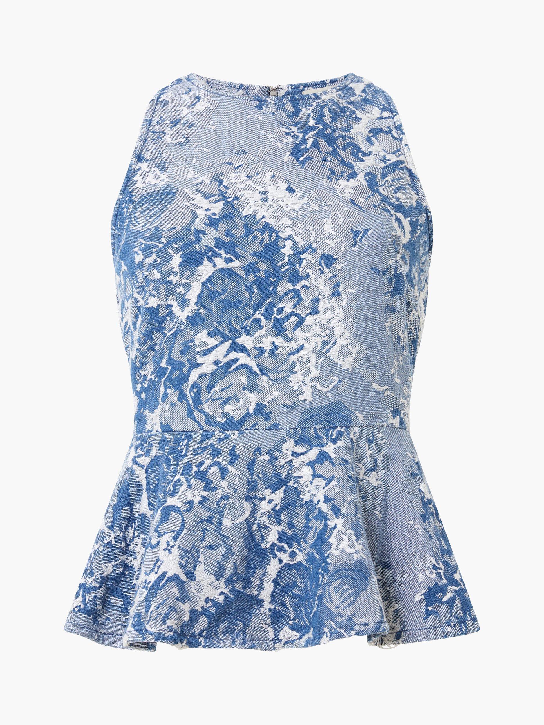 Product image 5 of 5, which shows French Connection Charlotte Floral Jacquard Top, Light Wash, 6