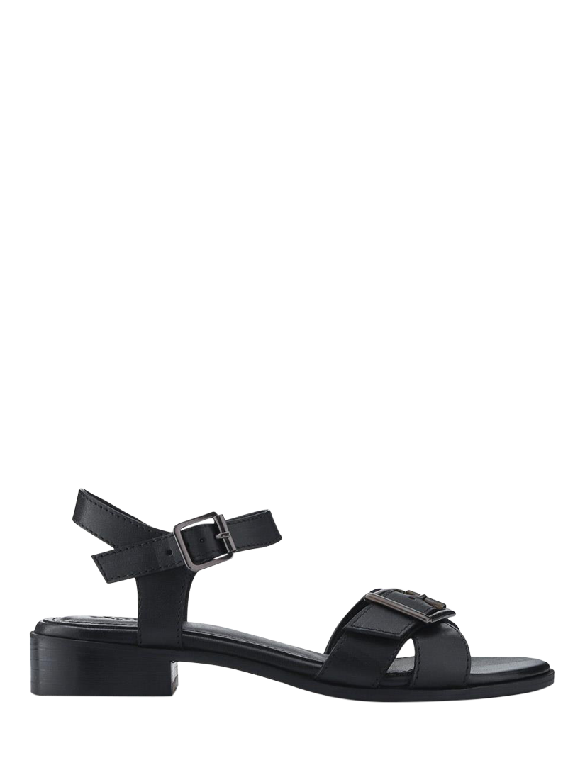 Product image 1 of 5, which shows Jones Bootmaker Hythe Leather Block Heel Strappy Sandals, Black, 3