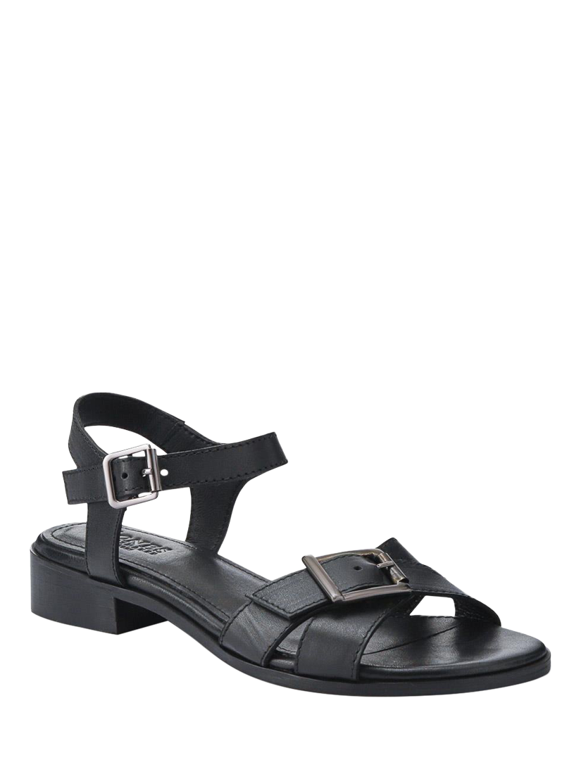 Product image 2 of 5, which shows Jones Bootmaker Hythe Leather Block Heel Strappy Sandals, Black, 3