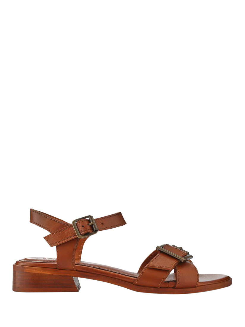 Product image 1 of 5, which shows Jones Bootmaker Hythe Leather Block Heel Strappy Sandals, Tan, 3