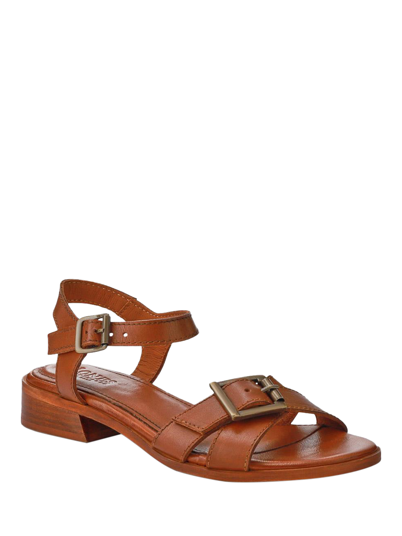 Product image 2 of 5, which shows Jones Bootmaker Hythe Leather Block Heel Strappy Sandals, Tan, 3