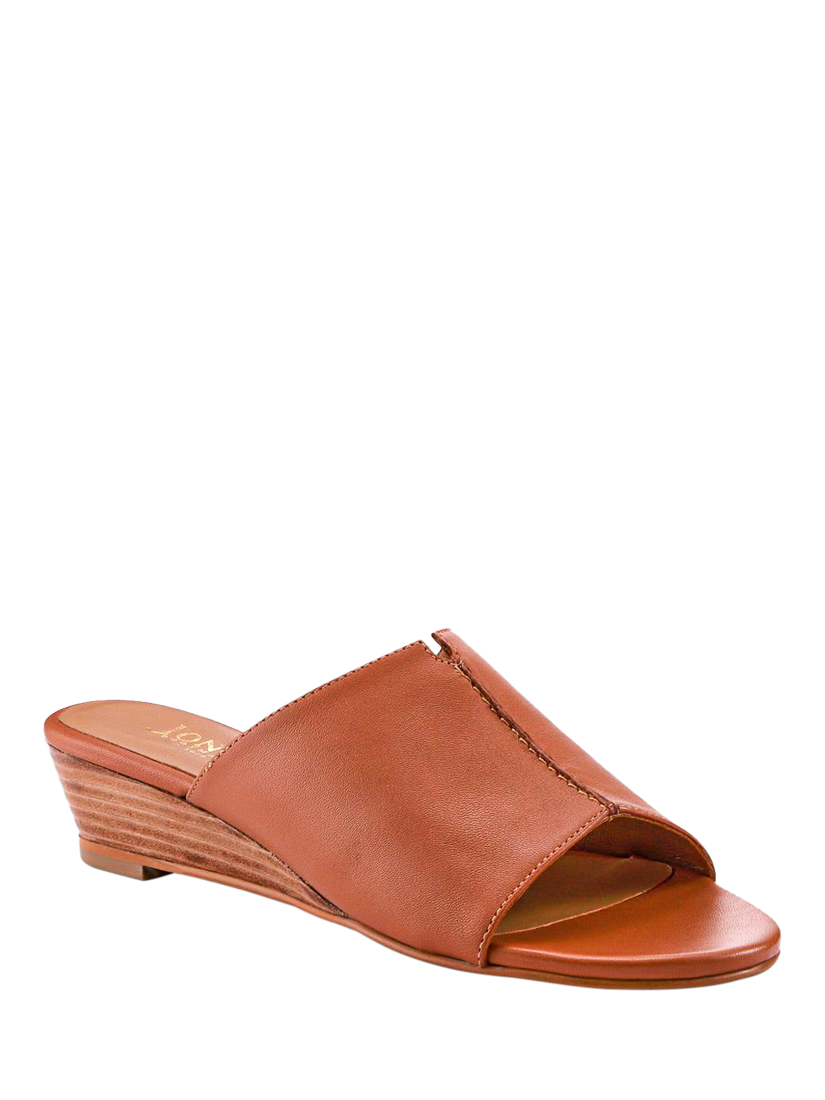Product image 3 of 5, which shows Jones Bootmaker Jocelyn Leather Wedge Heel Mule Sandals, Tan, 3