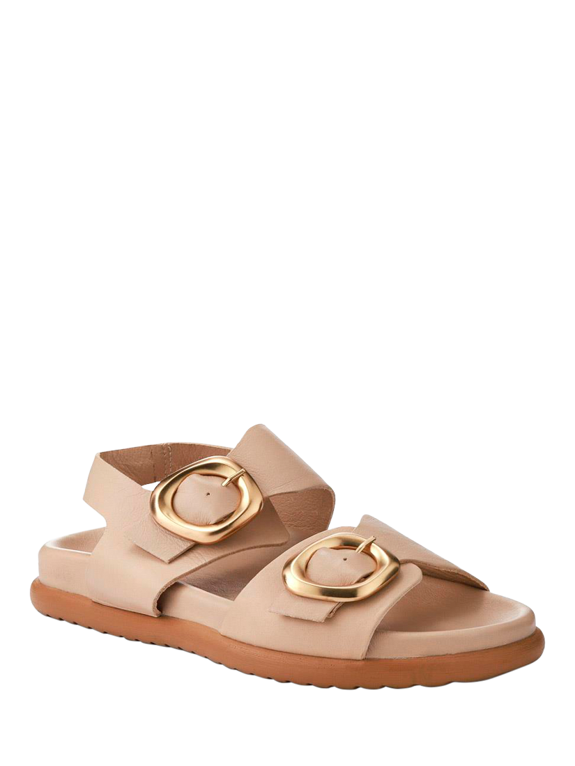 Product image 2 of 5, which shows Jones Bootmaker Juneau Leather Footbed Sandals, Taupe, 3