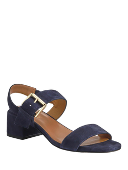 Jones Bootmaker Kassidy2 Block Heel Suede Slingback Sandals - view 2, Navy