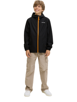 Jack & Jones Kids' Flynn Rain Jacket, Black/Cheddar, Black/Cheddar