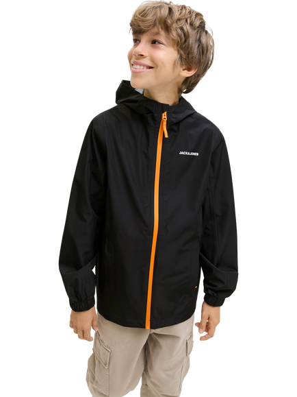 Jack & Jones Kids' Flynn Rain Jacket, Black/Cheddar - view 2, Black/Cheddar