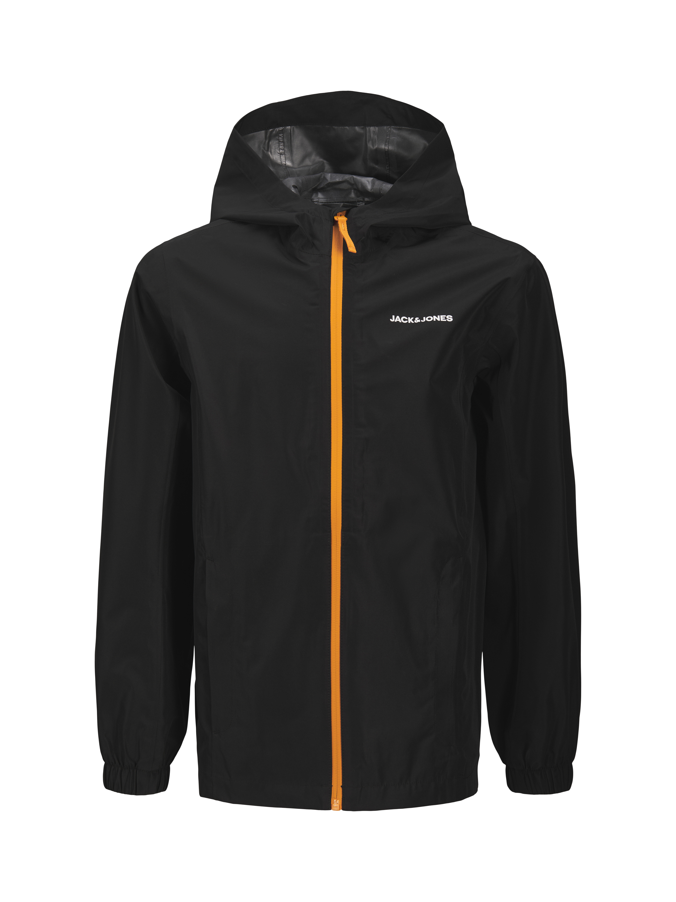 Product image 7 of 7, which shows Jack & Jones Kids' Flynn Rain Jacket, Black/Cheddar, 8 years