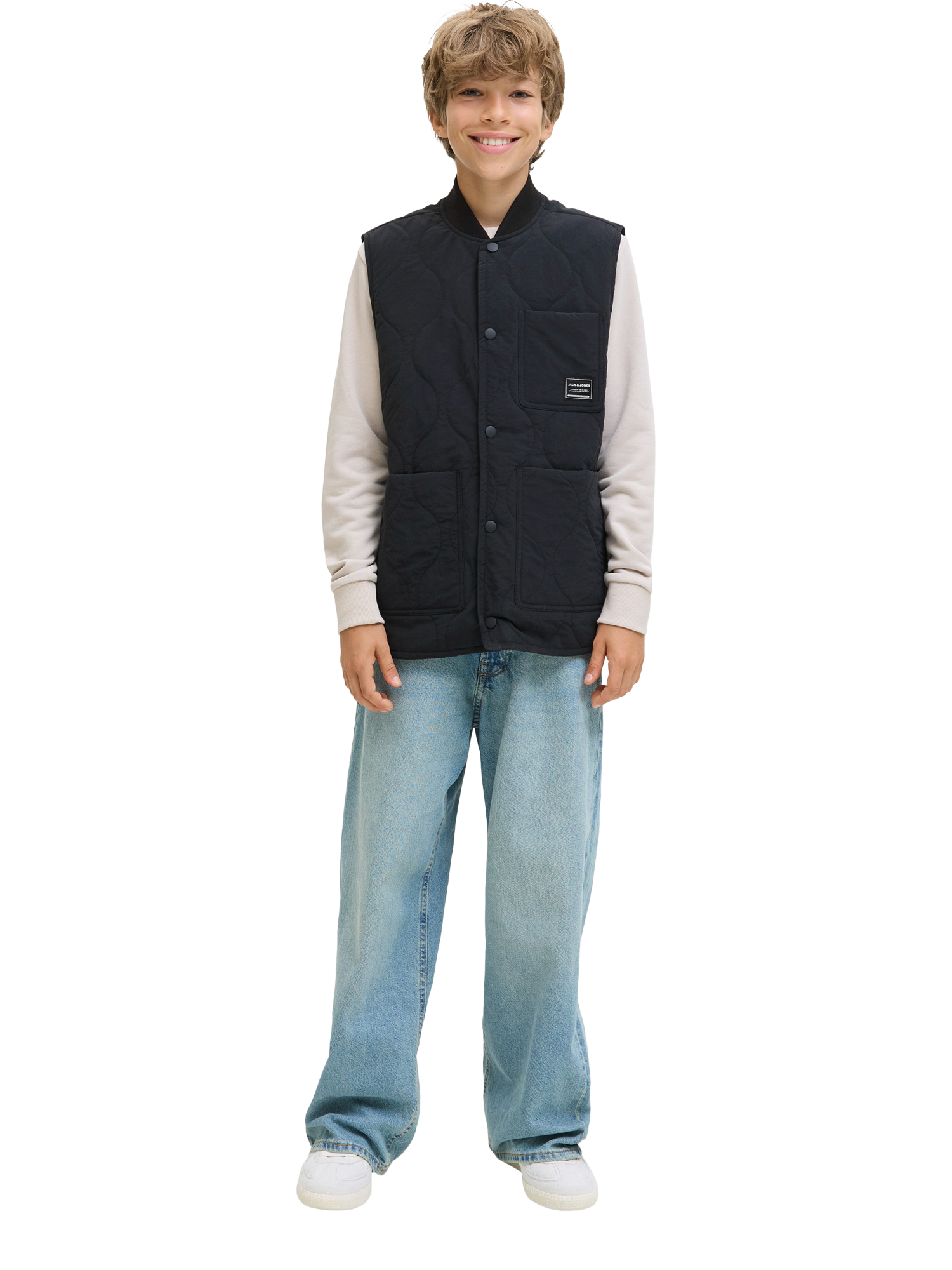 Product image 1 of 7, which shows Jack & Jones Kids' Quilted Hero Vest, Black, 8 years