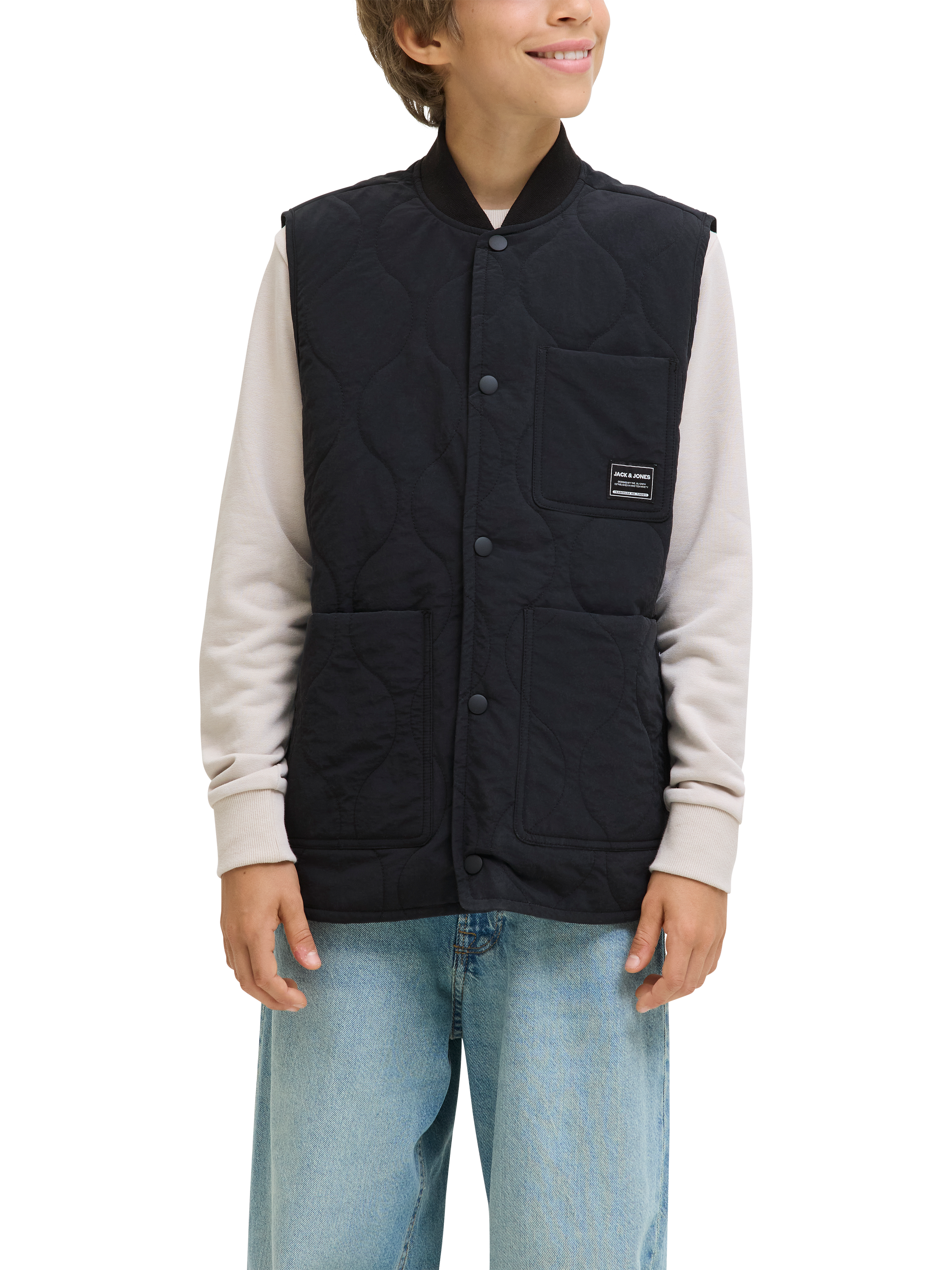 Product image 3 of 7, which shows Jack & Jones Kids' Quilted Hero Vest, Black, 8 years