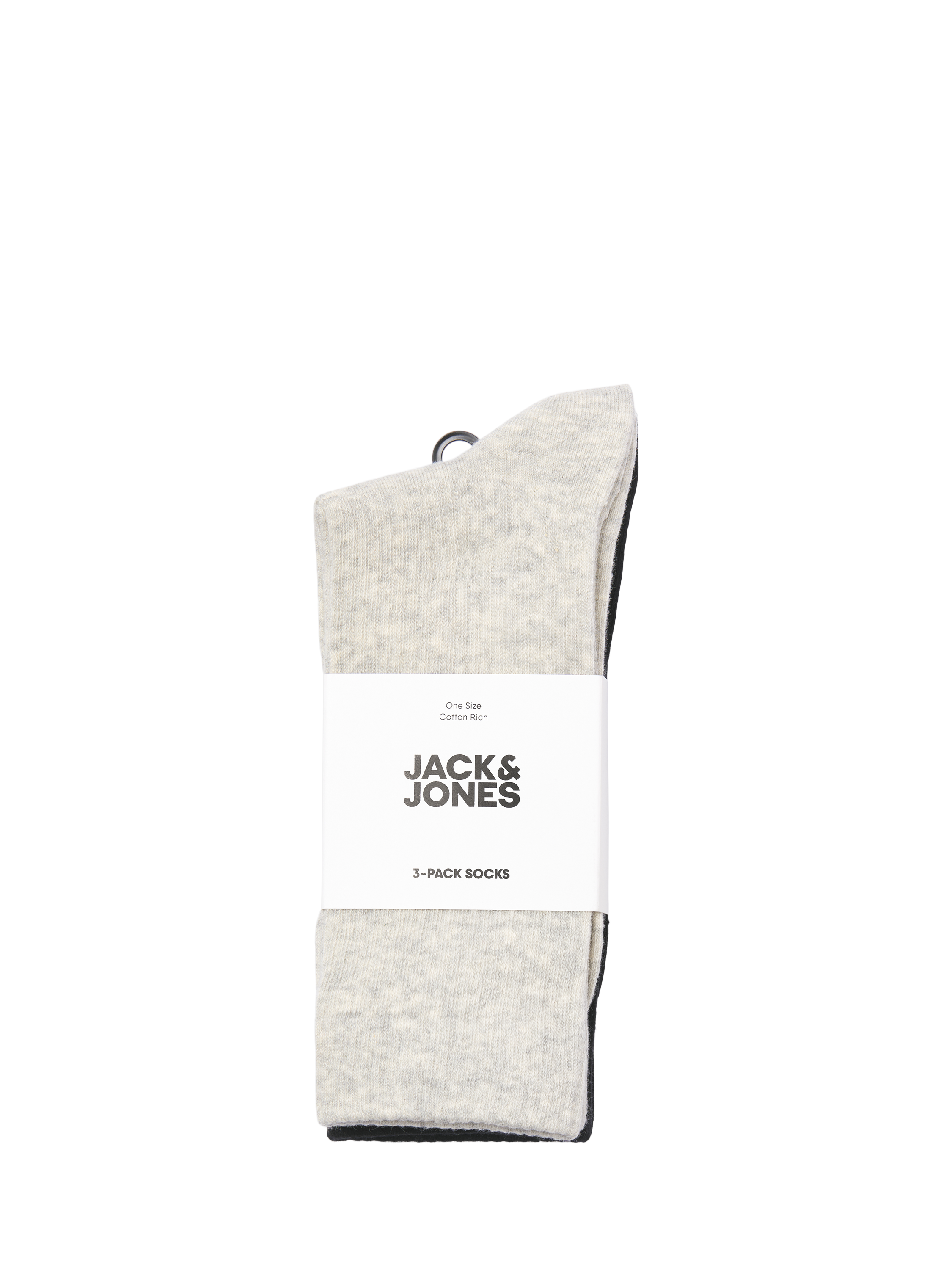 Product image 2 of 2, which shows Jack & Jones Kids' Cotton Blend Socks, Pack of 3, Black/White/Melange, S-M