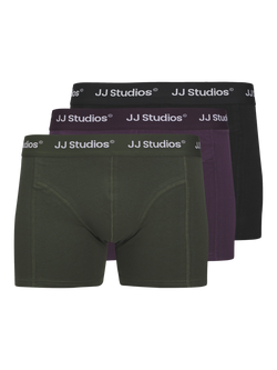 Jack & Jones Junior Soho Cotton Blend Trunks, Pack of 3, Duffle Bag/Plum