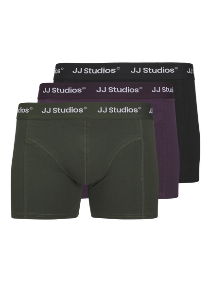 Jack & Jones Junior Soho Cotton Blend Trunks, Pack of 3, Duffle Bag/Plum
