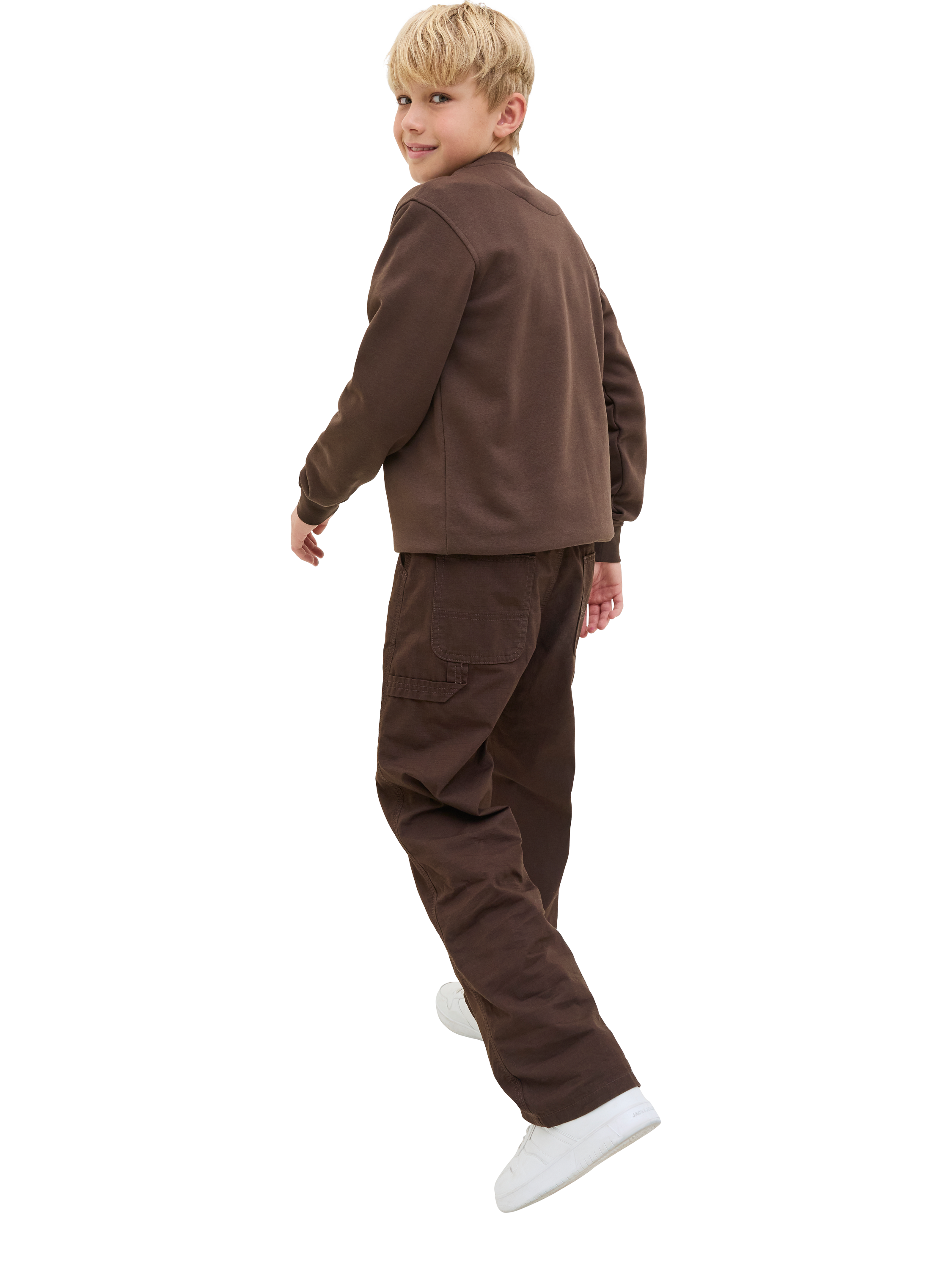Product image 4 of 8, which shows Jack & Jones Kids' Cotton Carpenter Trousers, Delicioso, 8 years