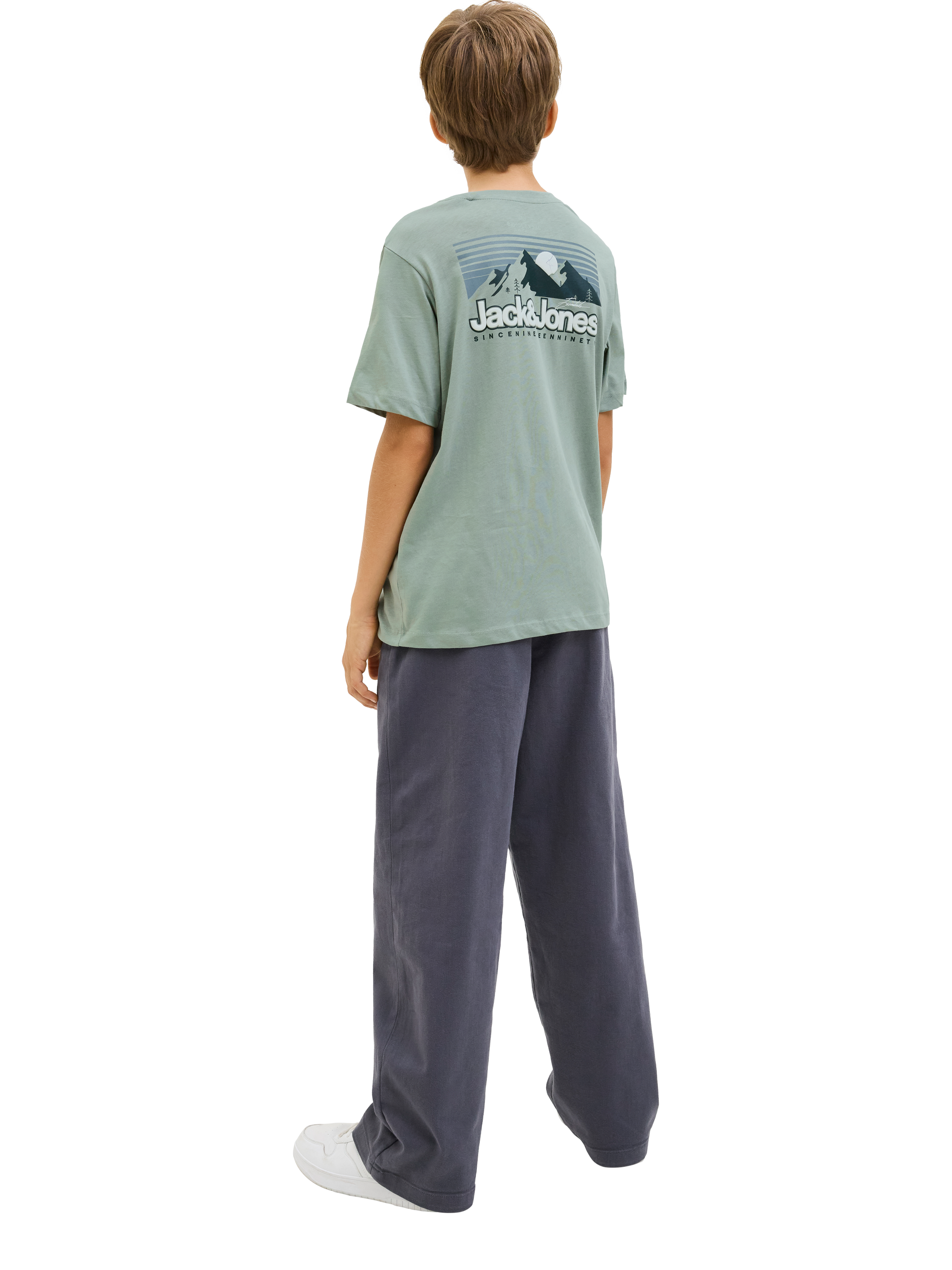 Product image 6 of 8, which shows Jack & Jones Kids' Cotton Logo Graphic T-Shirt, Iceberg Green, 8 years