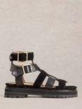 White Stuff Alexa Suede Strappy Platform Sandals, Pure Black