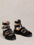 White Stuff Alexa Suede Strappy Platform Sandals, Pure Black