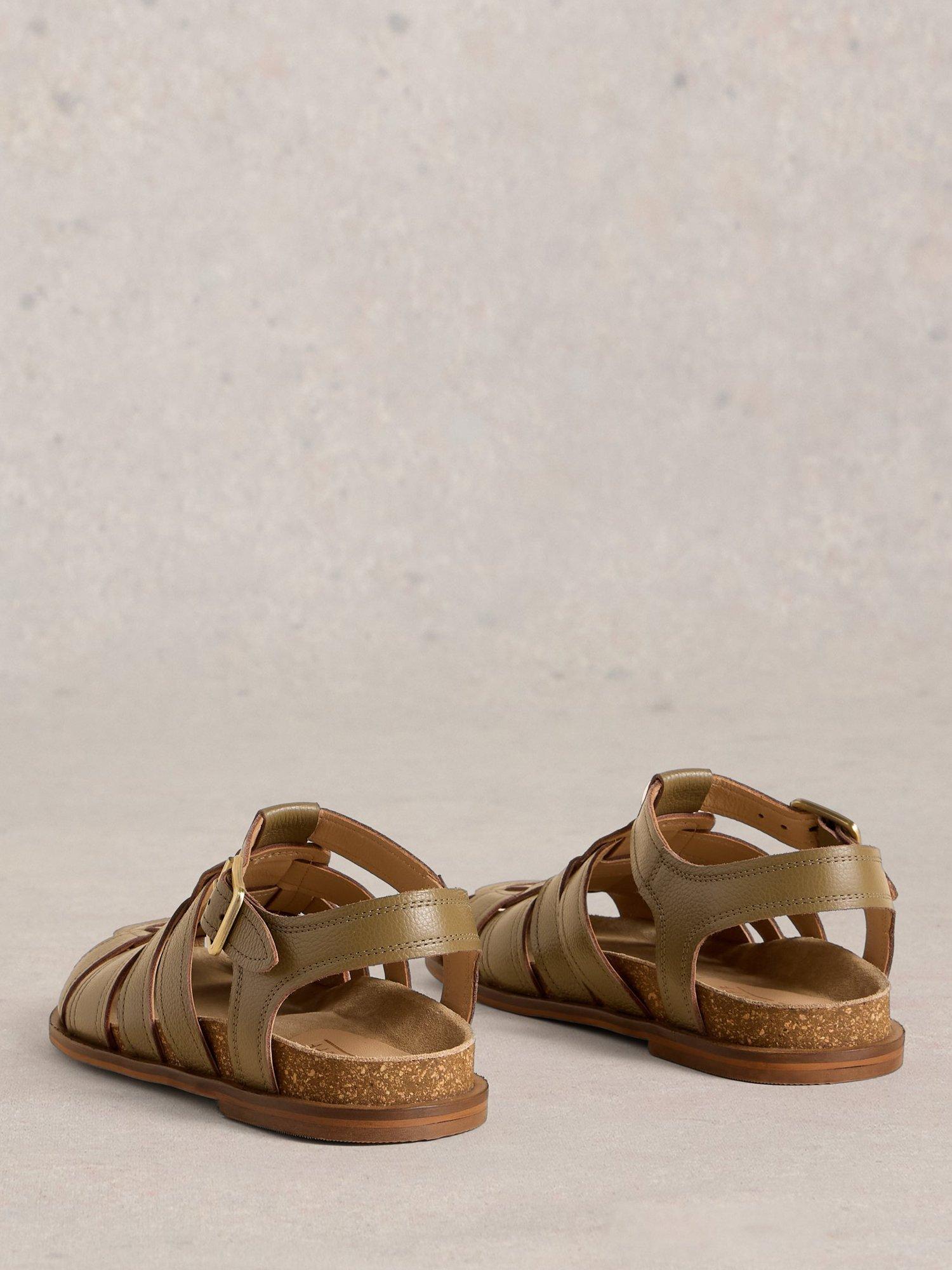 Product image 3 of 4, which shows White Stuff Hattie Leather Footbed Strappy Sandals, Khaki, 3