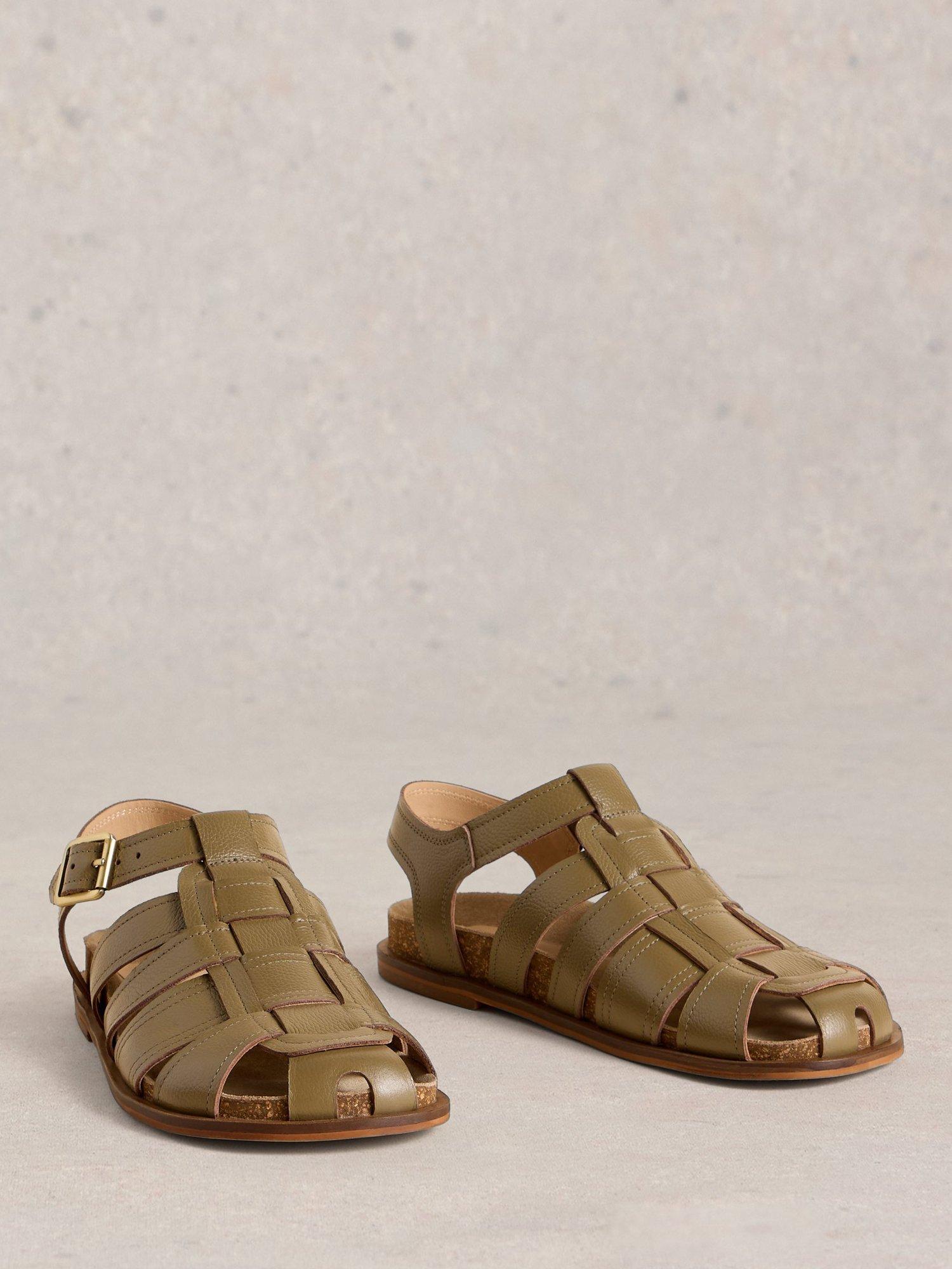Product image 2 of 4, which shows White Stuff Hattie Leather Footbed Strappy Sandals, Khaki, 3