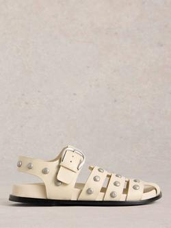 White Stuff Helena Leather Studded Fisherman Sandals, Pale Ivory, Pale Ivory